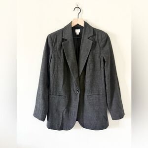 A New Day Oversized Blazer in Gray & Black Windowpane Plaid - Size S